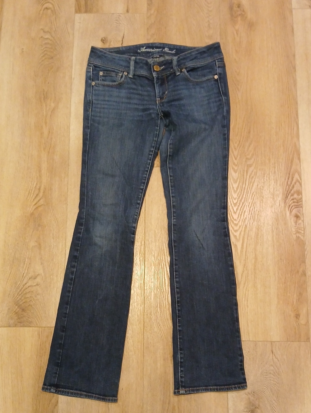 American Eagle Outfitters 6 Long Boot Dark Blue Flare Jeans Low Rise